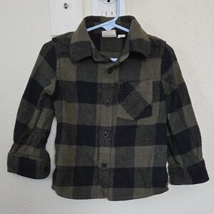 Plaid Kids Shirt in Black and Green